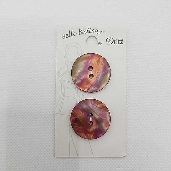 Lot Of 2 Belle Buttons By Dritz Large Marble Buttons 1 1/8" 27mm 4 Buttons Total - Picture 3 of 4